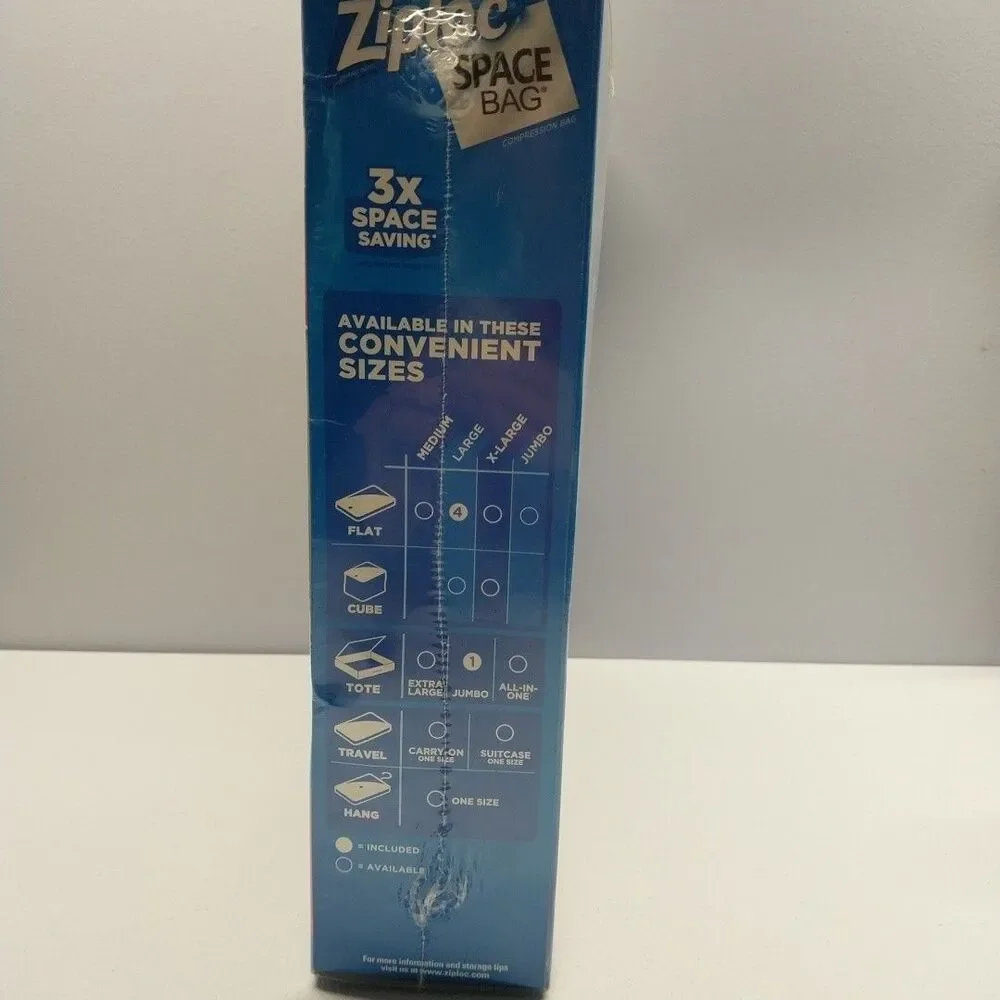Ziploc Space Bag Clothing Storage Tote Jumbo Vacuum Compression Bags 5 Pc Sealed